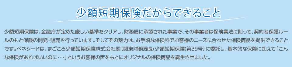少額短期保険だからできること